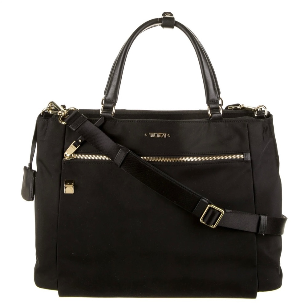 Tumi Tote Black Gold-Tone Hardware